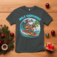 Christmas In Hawaii T Shirt Mele Kalikimaka Santa Surfing Hibiscus - Wonder Print Shop