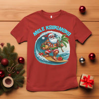 Christmas In Hawaii T Shirt Mele Kalikimaka Santa Surfing Hibiscus - Wonder Print Shop