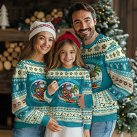 Xmas In Hawaii Ugly Christmas Sweater Mele Kalikimaka Santa Surfing Hibiscus - Wonder Print Shop