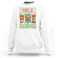Christmas In Hawaii Sweatshirt Mele Kalikimaka Ugly Tikis Kakau Tattoo - Wonder Print Shop