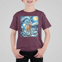 Yule Goat T Shirt For Kid Yule Starry Night Winter Solstice Christmas Vincent Van Gogh - Wonder Print Shop