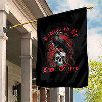 Radicalized By Basic Decency Garden Flag Vintage Gothic Victorian Crow Skull - Wonder Print Shop