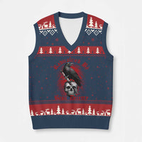 Radicalized By Basic Decency V-Neck Knit Sweater Vest Vintage Gothic Victorian Crow Skull - Wonder Print Shop