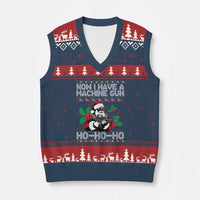 Funny Christmas 80's Die Movie V-Neck Knit Sweater Vest Now I Have A Machine Gun Ho Ho Ho Gun Lover - Wonder Print Shop