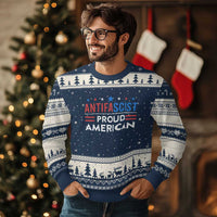 Antifascist Proud American Ugly Christmas Sweater Fight Fascism Protest Human Rights - Wonder Print Shop