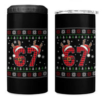 Funny 67 Six Seven Meme Brainrot Cringe Christmas Plaid Graphic 4 in 1 Can Cooler Tumbler - Wonder Print Shop