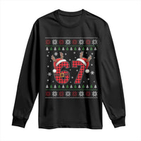 Funny 67 Six Seven Meme Brainrot Cringe Christmas Plaid Graphic Long Sleeve Shirt - Wonder Print Shop