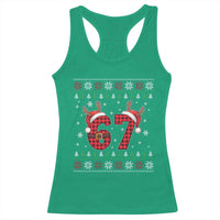 Funny 67 Six Seven Meme Brainrot Cringe Christmas Plaid Graphic Racerback Tank Top - Wonder Print Shop