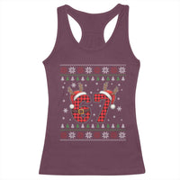 Funny 67 Six Seven Meme Brainrot Cringe Christmas Plaid Graphic Racerback Tank Top - Wonder Print Shop