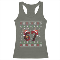 Funny 67 Six Seven Meme Brainrot Cringe Christmas Plaid Graphic Racerback Tank Top - Wonder Print Shop