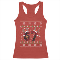 Funny 67 Six Seven Meme Brainrot Cringe Christmas Plaid Graphic Racerback Tank Top - Wonder Print Shop