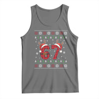 Funny 67 Six Seven Meme Brainrot Cringe Christmas Plaid Graphic Tank Top - Wonder Print Shop