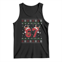 Funny 67 Six Seven Meme Brainrot Cringe Christmas Plaid Graphic Tank Top - Wonder Print Shop