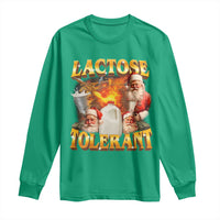 Funny Christmas Santa Lactose Tolerant Long Sleeve Shirt Xmas Tummy Ironic Sarcastic Meme - Wonder Print Shop
