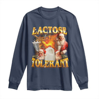 Funny Christmas Santa Lactose Tolerant Long Sleeve Shirt Xmas Tummy Ironic Sarcastic Meme - Wonder Print Shop