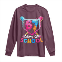 Funny 67 Days Of School Baseball Drip Long Sleeve Shirt Six Seven Meme Gen Alpha - Wonder Print Shop