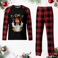Funny F Caw F 67 Meme Plaid Pajama Set Cartoon Chicken Six Seven Poultry Humor - Wonder Print Shop