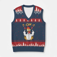 Funny F Caw F 67 Meme V-Neck Knit Sweater Vest Cartoon Chicken Six Seven Poultry Humor - Wonder Print Shop