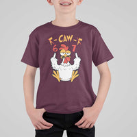 Funny F Caw F 67 Meme T Shirt For Kid Cartoon Chicken Six Seven Poultry Humor - Wonder Print Shop