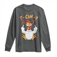 Funny F Caw F 67 Meme Long Sleeve Shirt Cartoon Chicken Six Seven Poultry Humor - Wonder Print Shop
