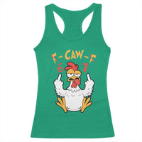 Funny F Caw F 67 Meme Racerback Tank Top Cartoon Chicken Six Seven Poultry Humor - Wonder Print Shop
