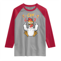 Funny F Caw F 67 Meme Raglan Shirt Cartoon Chicken Six Seven Poultry Humor - Wonder Print Shop