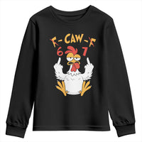 Funny F Caw F 67 Meme Youth Sweatshirt Cartoon Chicken Six Seven Poultry Humor - Wonder Print Shop