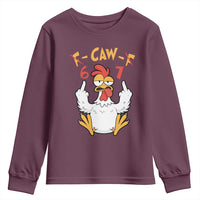 Funny F Caw F 67 Meme Youth Sweatshirt Cartoon Chicken Six Seven Poultry Humor - Wonder Print Shop