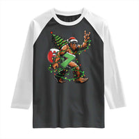 Funny Santa Bigfoot 67 Christmas Tree Xmas Lights Raglan Shirt - Wonder Print Shop