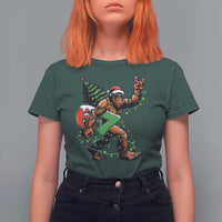 Funny Santa Bigfoot 67 Christmas Tree Xmas Lights T Shirt For Women - Wonder Print Shop