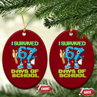 Funny I Survived 67 Days Of School Ceramic Ornament Six Seven Meme Pixel Game Gen Alpha - Wonder Print Shop