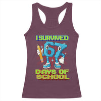 Funny I Survived 67 Days Of School Racerback Tank Top Six Seven Meme Pixel Game Gen Alpha - Wonder Print Shop
