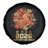 Chinese New Year 2026 Year of The Horse Spare Tire Cover Golden Zodiac Horse - Wonder Print Shop