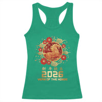 Chinese New Year 2026 Year of The Horse Racerback Tank Top Golden Zodiac Horse - Wonder Print Shop