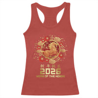 Chinese New Year 2026 Year of The Horse Racerback Tank Top Golden Zodiac Horse - Wonder Print Shop