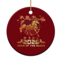 Chinese New Year 2026 Year of The Horse Ceramic Ornament Cherry Blossom - Wonder Print Shop