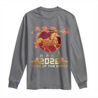 Chinese New Year 2026 Year of The Horse Long Sleeve Shirt Cherry Blossom - Wonder Print Shop