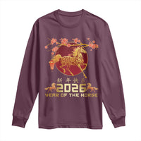 Chinese New Year 2026 Year of The Horse Long Sleeve Shirt Cherry Blossom - Wonder Print Shop