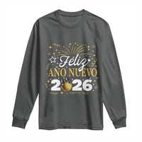Spanish New Year 2026 Long Sleeve Shirt Feliz Ano Nuevo NYE Party Faux Glitter Effect Printed - Wonder Print Shop