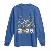 Spanish New Year 2026 Long Sleeve Shirt Feliz Ano Nuevo NYE Party Faux Glitter Effect Printed - Wonder Print Shop