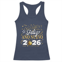 Spanish New Year 2026 Racerback Tank Top Feliz Ano Nuevo NYE Party Faux Glitter Effect Printed - Wonder Print Shop