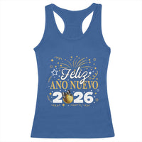 Spanish New Year 2026 Racerback Tank Top Feliz Ano Nuevo NYE Party Faux Glitter Effect Printed - Wonder Print Shop
