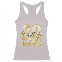Hello New Year 2026 Vintage Floral Patchwork Quilt Racerback Tank Top - Wonder Print Shop