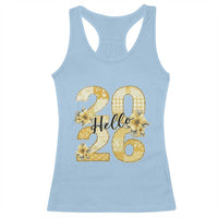 Hello New Year 2026 Vintage Floral Patchwork Quilt Racerback Tank Top - Wonder Print Shop