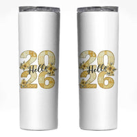 Hello New Year 2026 Vintage Floral Patchwork Quilt Skinny Tumbler - Wonder Print Shop
