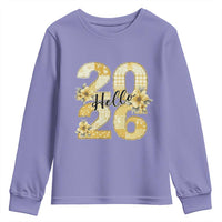 Hello New Year 2026 Vintage Floral Patchwork Quilt Youth Sweatshirt - Wonder Print Shop