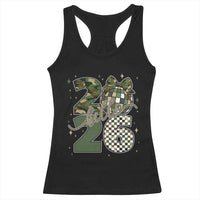 Camo Happy New Year Party 2026 Racerback Tank Top Camouflage Disco Ball - Wonder Print Shop
