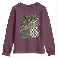 Camo Happy New Year Party 2026 Youth Sweatshirt Camouflage Disco Ball - Wonder Print Shop