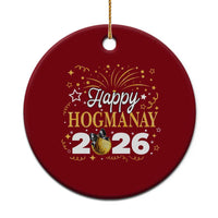 Scottish New Year 2026 Ceramic Ornament Happy Hogmanay NYE Party Faux Glitter Effect Printed - Wonder Print Shop