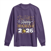 Scottish New Year 2026 Long Sleeve Shirt Happy Hogmanay NYE Party Faux Glitter Effect Printed - Wonder Print Shop